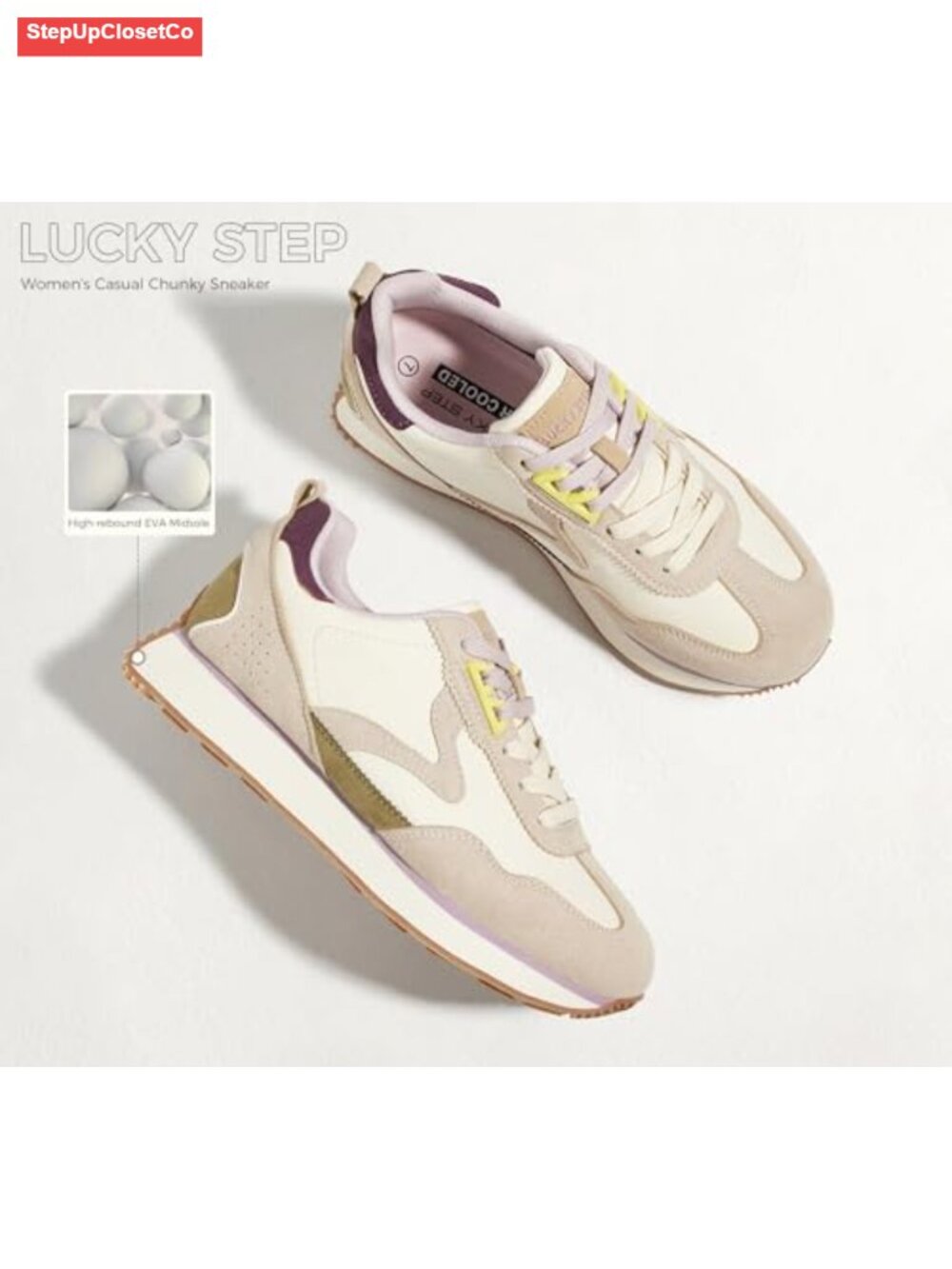 Retro Fashion Sneaker with Extra Shoelaces Lightweight Platform Casual Walking - Picture 4 of 6